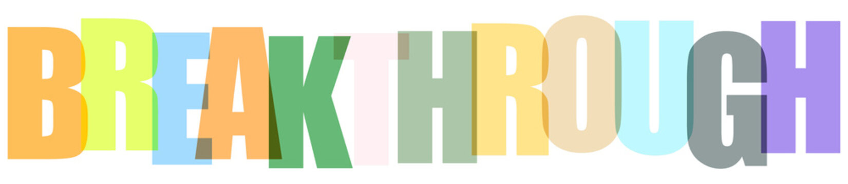 Colorful breakthrough typography with multicolored letters on transparent background