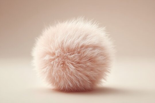 Adorable pink fur ball with silky fur, studio close-up