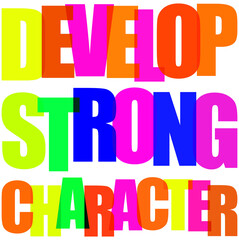 Colorful develop strong character typography on transparent background