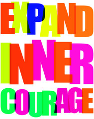 Colorful typography with expand inner courage on transparent background