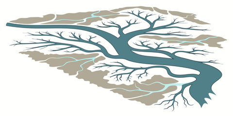 A tree with blue branches and a brown trunk Vector © MST RABEYA BEGUM