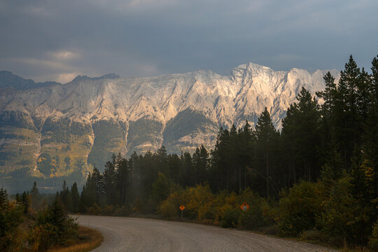 Sun hits mountain tops in Canada.