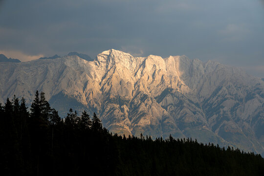 Sun hits mountain tops in Canada.