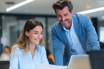 Obraz premium Experienced business colleagues working at office