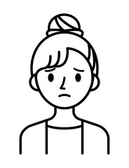 ベクターイラスト素材：困ったり悩んだりしている若い女性アイコン