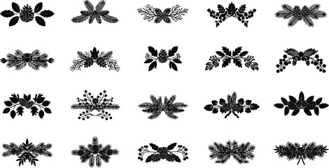 Elegant black floral arrangements with leaves and berries © Mofajjol