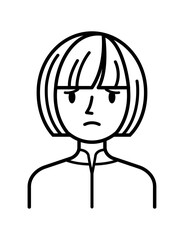 ベクターイラスト素材：困ったり悩んだりしている若い女性アイコン