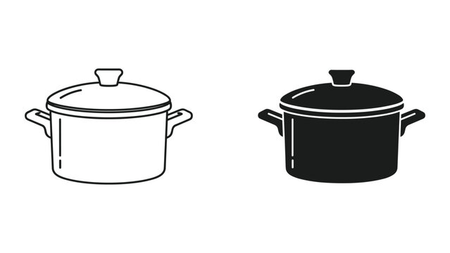 Cooking Pot Icon Vector Duo Culinary Preparation Essential