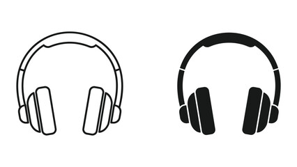 Obraz premium Headphones Icon Outline Silhouette Audio Symbol