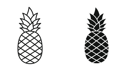 Pineapple Icons Outline Fill Tropical Fruit Design