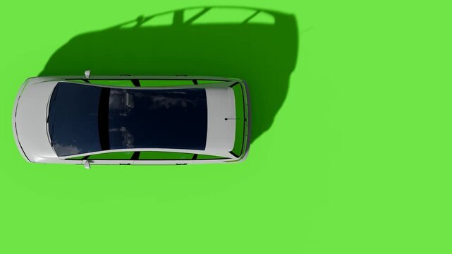Top View Van on Green Screen Background for Video Editing and 3D Animation Projects	
