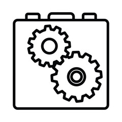 Obraz premium Briefcase with interlocking gears symbolizing business strategy and mechanical planning