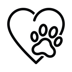Obraz premium Heart shaped symbol with paw print animal love icon pet care logo heart paw print