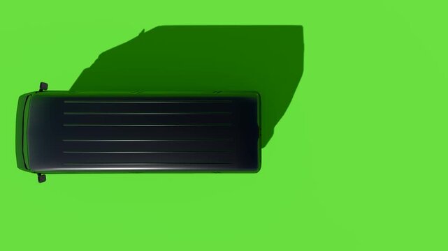 Top View Van on Green Screen Background for Video Editing and 3D Animation Projects	
