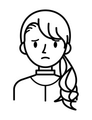 ベクターイラスト素材：困ったり悩んだりしている若い女性アイコン