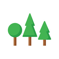 Earth Day vector illustration of simple green trees for eco-friendly design and nature concepts