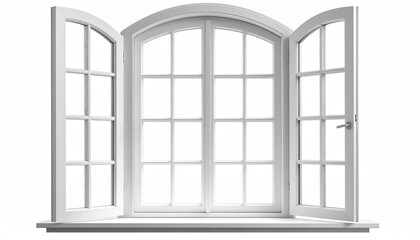 Fototapeta premium Open Window with White Frame Inviting Natural Light and Fresh Air Architectural Element Clean Design.