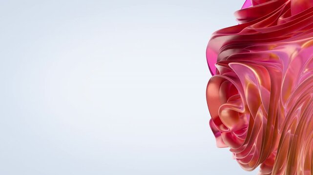 abstract colorful deforming wavy crystal sphere. 4K seamless loop 3d render. modern minimalist futuristic style. left empty space