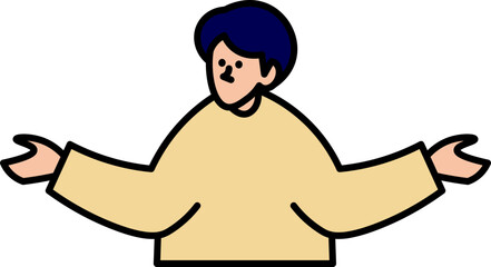 Fototapeta premium Friendly person with open arms in casual yellow sweater