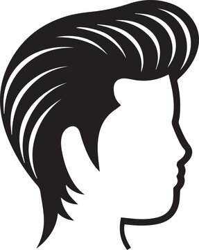 Quiff Hair Silhouette Vector Icon, Quiff Hairstyle Black Outline