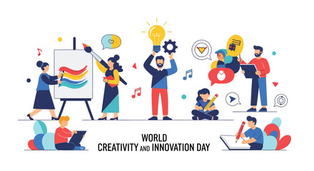 Diverse group of people collaborating and celebrating creativity and innovation together in a vibrant environment © Avra