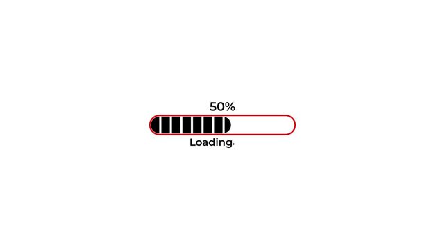 Loading process line. black progress loading bar on white background.4k animation