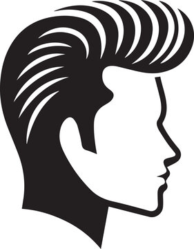 Quiff Hair Silhouette Vector Icon, Quiff Hairstyle Black Outline