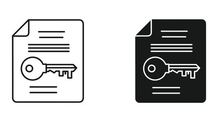 Obraz premium Document with Key Icon - Access, Security, Contract, Legal, and Information Concepts
