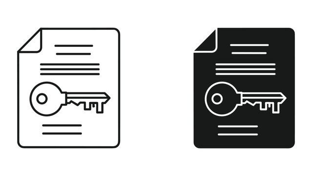 Document with Key Icon - Access, Security, Contract, Legal, and Information Concepts