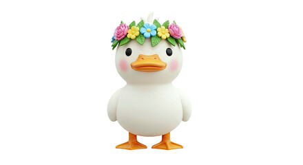 Obraz premium Cute Duckling with Flower Crown