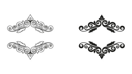 Obraz premium Ornate Decorative Flourishes, Scrolls, and Swirls - Black and White Vector Elements