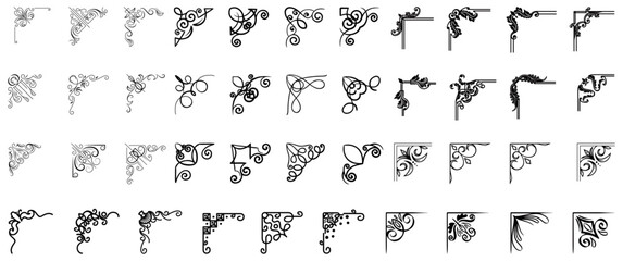 Decorative corner frame set. Vintage corner set. vector frame corners	