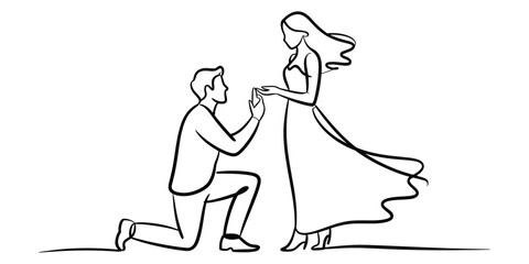 Man proposing to woman with ring, romantic engagement scene, couple in love