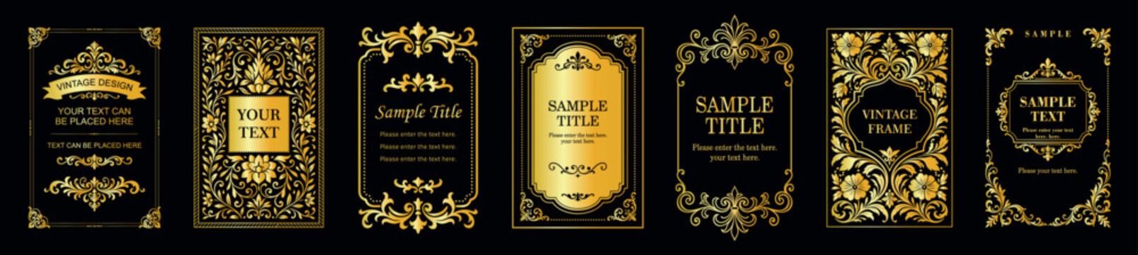 Luxury Vintage Gold Frames and Ornamental Borders Collection, Elegant Floral Baroque Decorative Frames Set for Invitations, Certificates, Labels and Premium Design