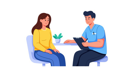 Fototapeta premium Male doctor discussing treatment plan with female patient