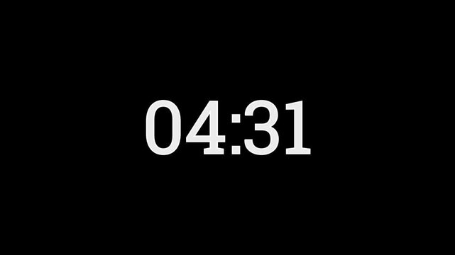 9 Minute countdown animation on black background.Digital Countdown timer nine minute animation from seconds on transparent background.9 minutes countdown timer animatio