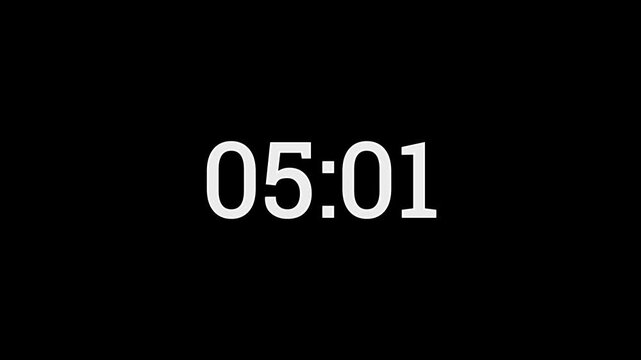 10 Minute countdown animation on black background.Digital Countdown timer ten minute animation from seconds on transparent background.10` minutes countdown timer animatio