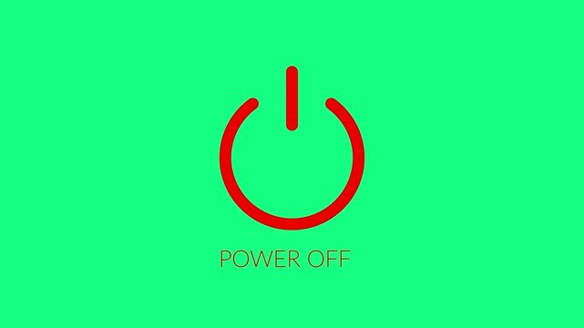 turn On and Off switch animation. Abstract circle power button icon animated on green background,with 4k video animatio