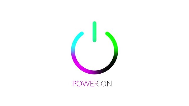 turn On and Off switch animation. Abstract circle power button icon animated on white background,with 4k video animatio