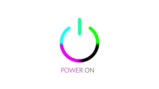 turn On and Off switch animation. Abstract circle power button icon animated on white background,with 4k video animatio