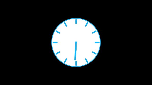 Clock spinning, watch animation on transparent background with alpha channel. Clock icon flat style 24 hours day fast speed with moving timer clock rotation.4k video animation .