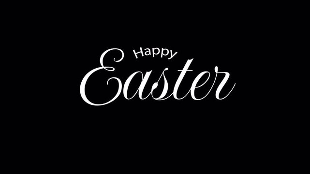 happy easter greeting text with white color