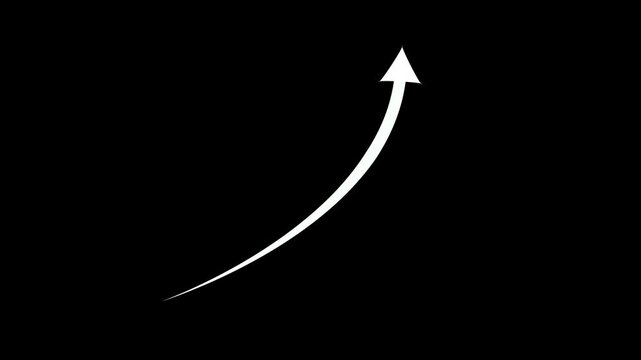 Business growth arrow and graph animation on black background,with 4k video animation.