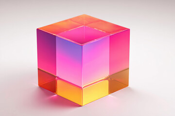 Colorful Geometric Cube with Gradient Shades for Abstract Design