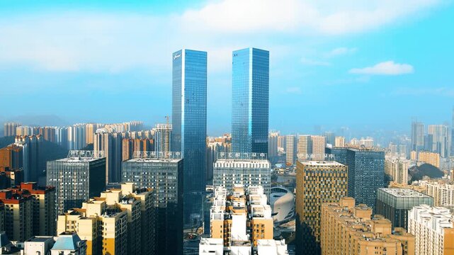 Guiyang Twin Towers Aerial Cityscape View
