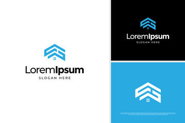 Abstract letter S H House logo design. Business real estate logo design template © tasehsinau