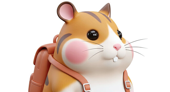 Cute Hamster with Backpack 3D Render