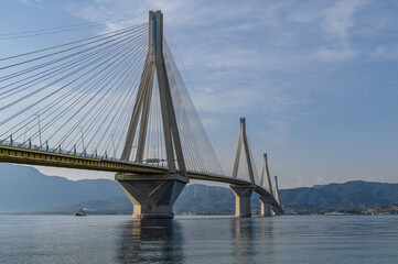 Fototapeta premium Cable-Stayed Bridge Spanning the Gulf of Corinth, Greece