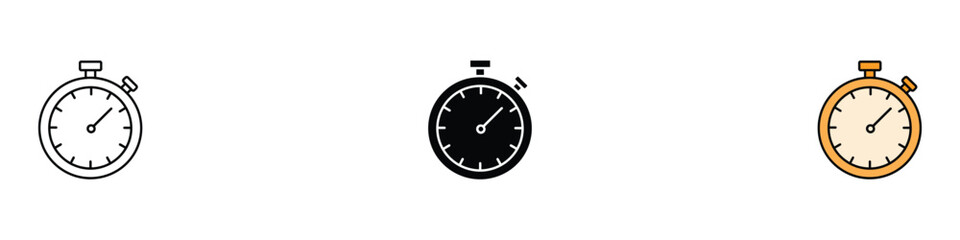 Obraz premium Stopwatch timer icon set. Chronometer for sports and speed measurement symbol. Vector Illustration.