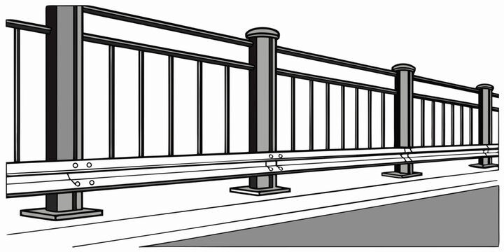 A detailed illustration of a modern glass fence installed on a rooftop terrace Vector
